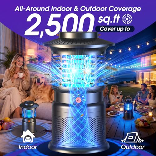 Cordless Fly Trap, Rechargeable 10000mAh Mosquito Trap & Bug Zapper for Indoor Outdoor Use, Auto Light Sensor, 2-in-1 Suction & Electric Grid, IPX5 Waterproof for Patio, RV, Camping by Sayneep - Used condition - Image 6