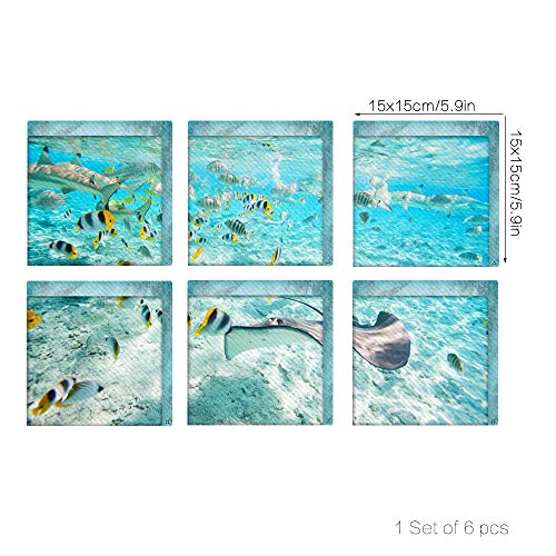 Xumin 1Set 6Pcs Self Adhesive Under Sea World Pattern Non Slip Bathtub Stickers Decals Appliques For Slippery Bathroom And Bath Tub #TOP1