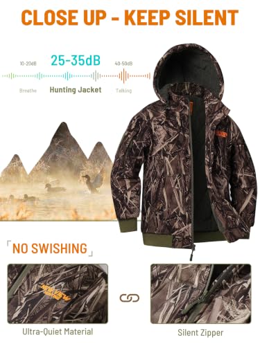 Image of NEW VIEW Kids Camo Hunting Clothes Silent, Youth Hunting Jacket for Cold Winter, Camouflage Hunting Coat for Boys & Girls