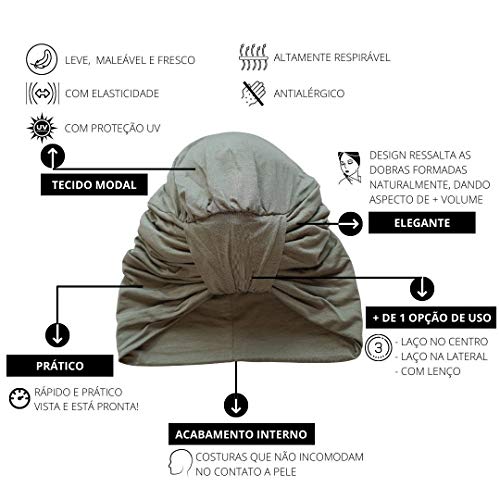 Turbante Feminino Verde Oliva Laço Argola Versátil