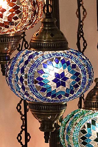 Lamodahome Turkish Lamp Colorful Mosaic Glass Decorative Floor Lamp For Living Room, Bedroom Or Office Moroccon Lamp With Us Plug & Socket - Large 7" Globe #TOP6