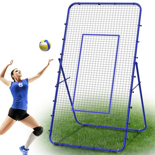 LIANTRAL Volleyball Rebounder Netz, Volleyball-Trainingsgerät mit Schlagzone für Lacrosse Baseball Sportübungen, verstellbares Volleyballnetz für Hinterhof, drinnen und draußen, 2,2 x 1,2 m, Blau