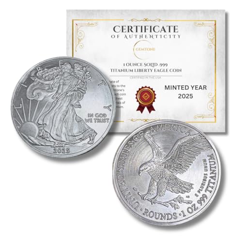 Liberty Eagle Solid Titanium Coin, 1 Oz, Eagle Design, Certificate of Authenticity