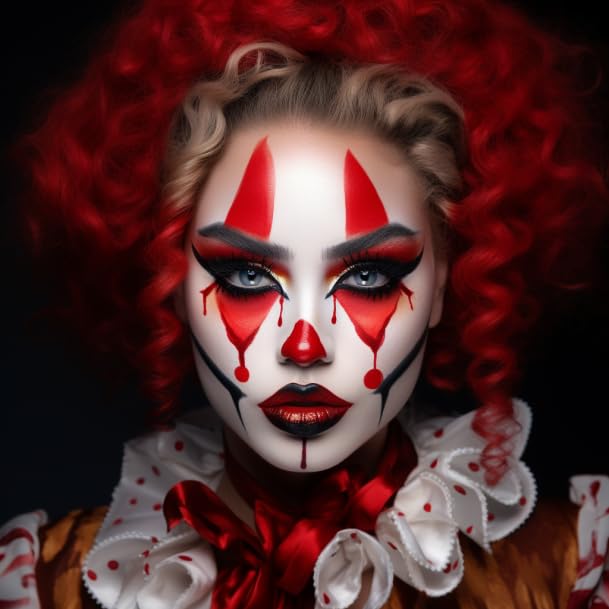 Miniatura 7 de BOBISUKA Pintura facial roja, kit de pintura corporal en crema mezclable, negro ojo para deportes, pintura facial para payaso Joker Demon Devil