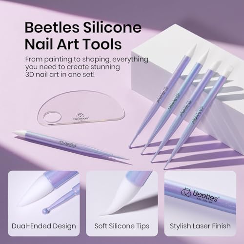 Image of Beetles 5PCS Nail Art Dotting Tools Dual-Head Silicone Tools for Nail Art | Create dots, patterns and detailed manicure art with dual-head silicone tools for DIY nail designs