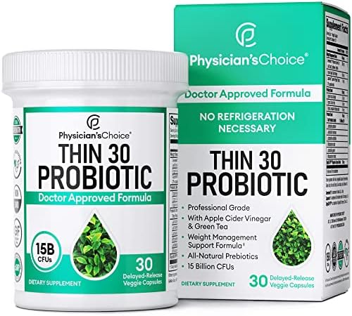 Physician's CHOICE Probiotics for Weight Management & Bloating- 6 Probiotic Strains - ACV - Green Tea & Cayenne - Supports Metabolism & Gut Health - Weight Management for Women & Men - 30 ct