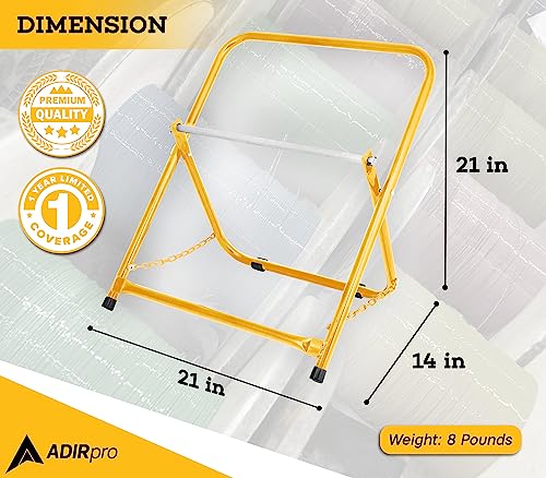 Image of AdirPro Rugged Single Axle Cable Caddy - Industrial Grade Steel Wire Dispenser - Easy Use Cable Holder & Distribution for Workplace Efficiency (Yellow)