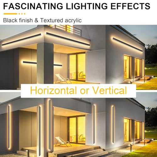 Image of Aipsun Outdoor Lights 2 Packs,Modern Outdoor Wall Light 71inch Long Strip LED Wall Sconce IP65 Anti Rust Warm Light Fixture 3000K Exterior Wall Mount Lights for Entrance, Hallway, Garage, Porch