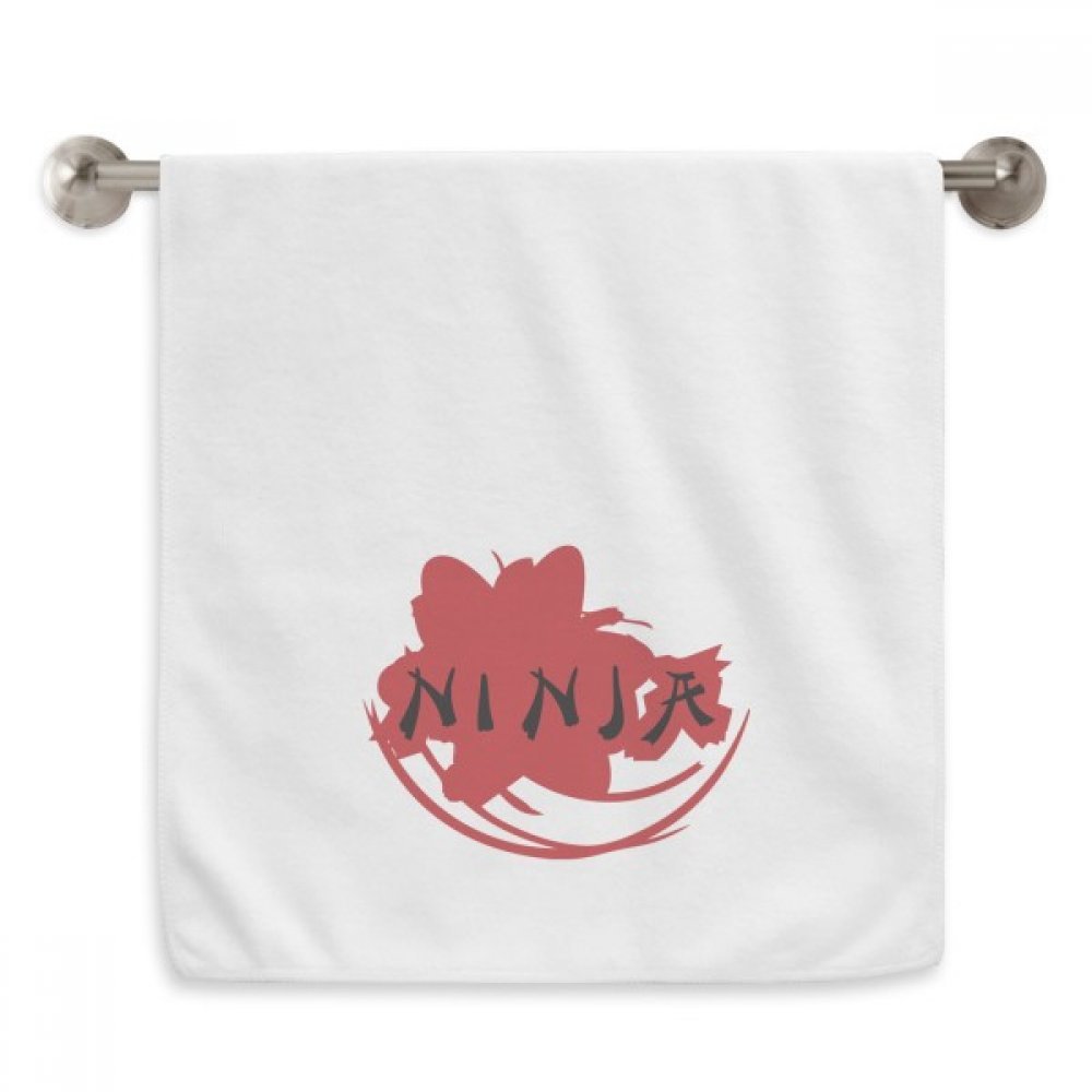 Serviette de bain blanche motif Japon Ninja Sakura serviette débarbouillette