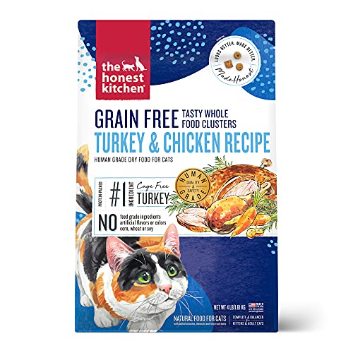 Image of The Honest Kitchen Human Grade Whole Food Clusters Grain Free Turkey & Chicken Dry Cat Food, 4 lb Bag