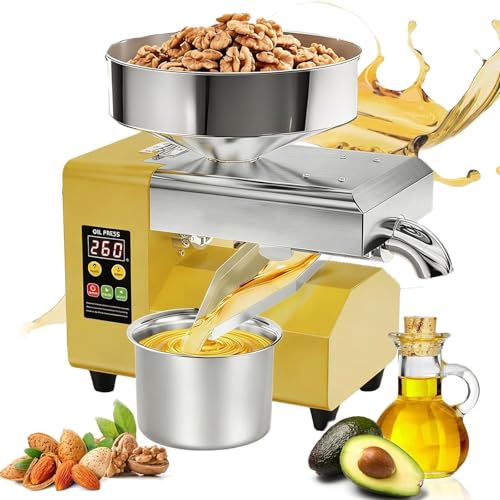 AityBuy Presse à Huile Professionnelle 1100 W - Extraction à Chaud/Froid avec Contrôle De Température, Acier Inoxydable 304, Rendement élevé pour Avocat, Noix De Coco, Cacahuète, Sésame Et Lin