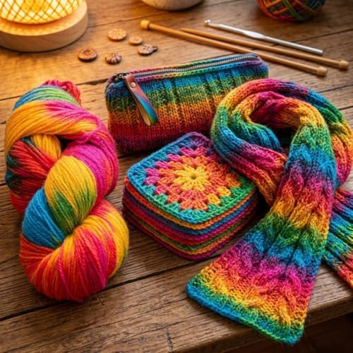 Image of Multicolor Soft Acrylic Yarn Oon 100g for Knitting Crochet DIY Craft | Gradient Wool Yarn for Sweater Scarf Baby Projects | Lightweight Durable Knitting Yarn