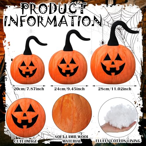Huwena SHY-HUWENA-947 3 Pcs Halloween Pumpkin Pillows Jack-O-Lantern Pumpkin Throw Pillow Pumpkin Grimace Shaped Throw Pillow Fall Decorative Pillow Wool Cute Pillow thumb #2
