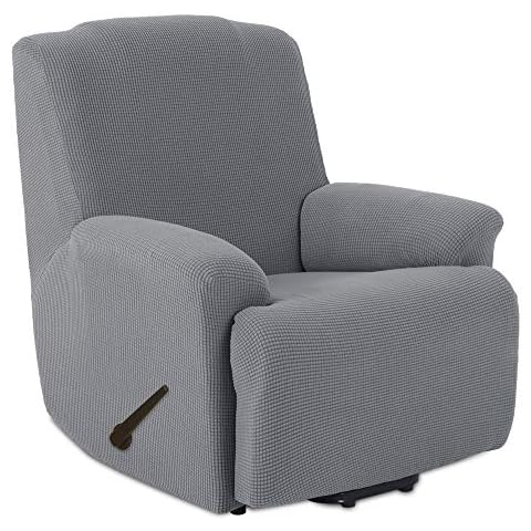 TIANSHU Stretch Recliner Covers, Recliner Chair Slipcovers,1 Piece Furniture Cover For Recliner Couch Cover With Remote Pocket (Recliner, Light Gray) Cover