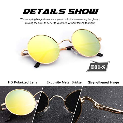 Image of CGID Retro Round Polarized Sunglasses Mens Womens Circle Metal Hippie Shades UV400 Protection E01