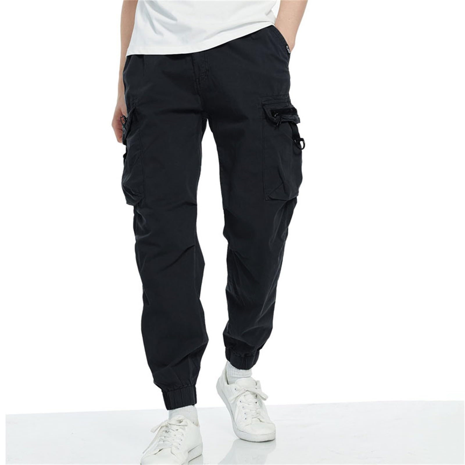 Generisch Pantalones cargo chinos para hombre con bolsillos, pantalones cargo elásticos, pantalones de chándal para hombres con cintura elástica, pantalones cargo de algodón, pantalones cargo