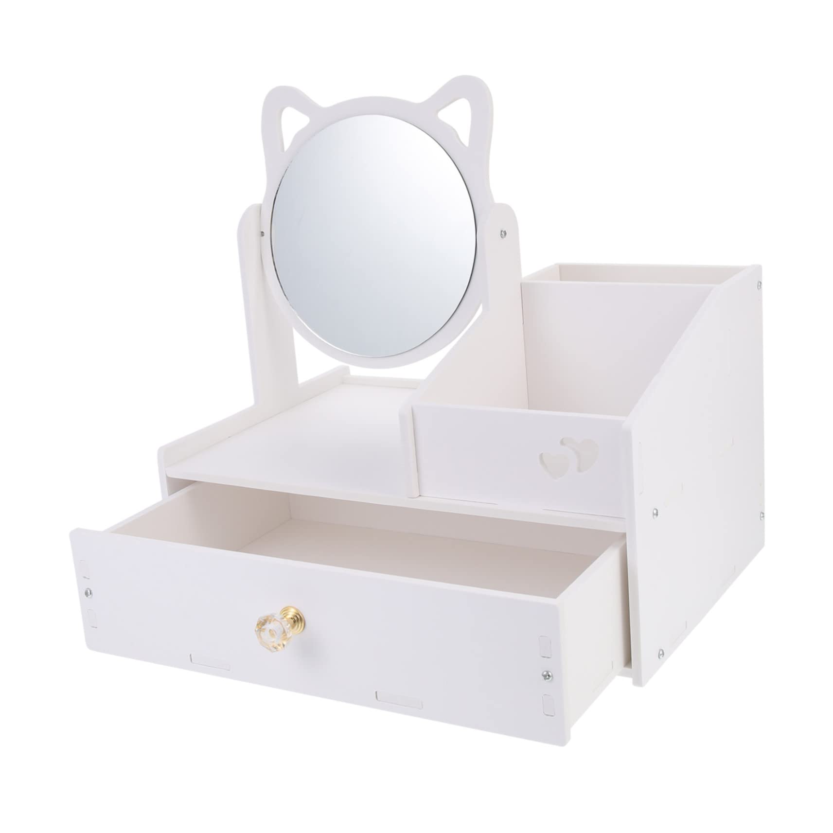 Boîte de Rangement avec Miroir, Organisateur de Bureau Multiusage