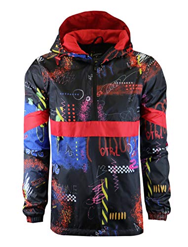 Image of Screenshotbrand Lightweight Hooded Water Resistant Windbreaker - Zip-up Fashion Map Print Rain Jacket