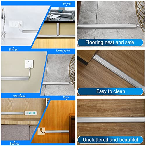 Canaleta para cables de acero inoxidable autoadhesiva, para gestión de cables de computadora, escritorio, pared, TV y piso, kit ocultador de cables de 3 pies (1 m / 39,4 pulgadas), soporta 1 cable miniatura 5