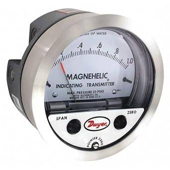 Dwyer Magnehelic Series 605 Differential Pressure Indicating Transmitter, 0-20"WC Range