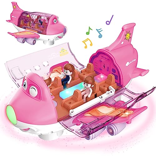 Ynybusi Airplane Toy For Kids Boys Girls 3-12 Years Old,Toy Plane With Led Flashing Lights And Sounds,Pink Airplane Model Playset For Girls Birthday Gifts #TOP6