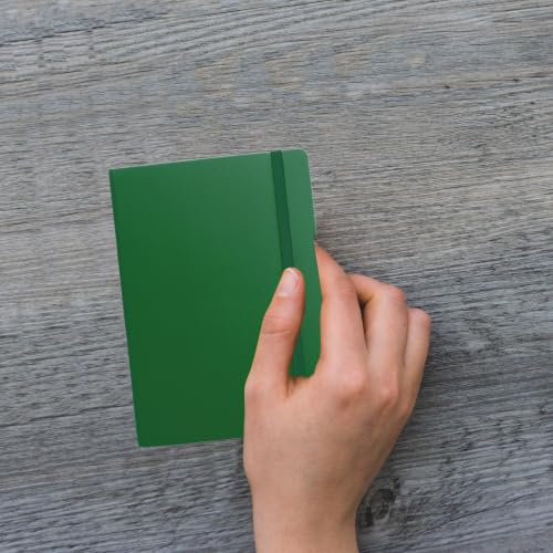 Image of Anupam Fluct A7 Hard Bound Journal | 128 Pages 80gsm | Matte Finish PVC Cover Aesthetic Diary | pH Neutral & Acid Free Ruled Paper | Matching Elastic Lock | For Journaling (Pack of 2 Green)