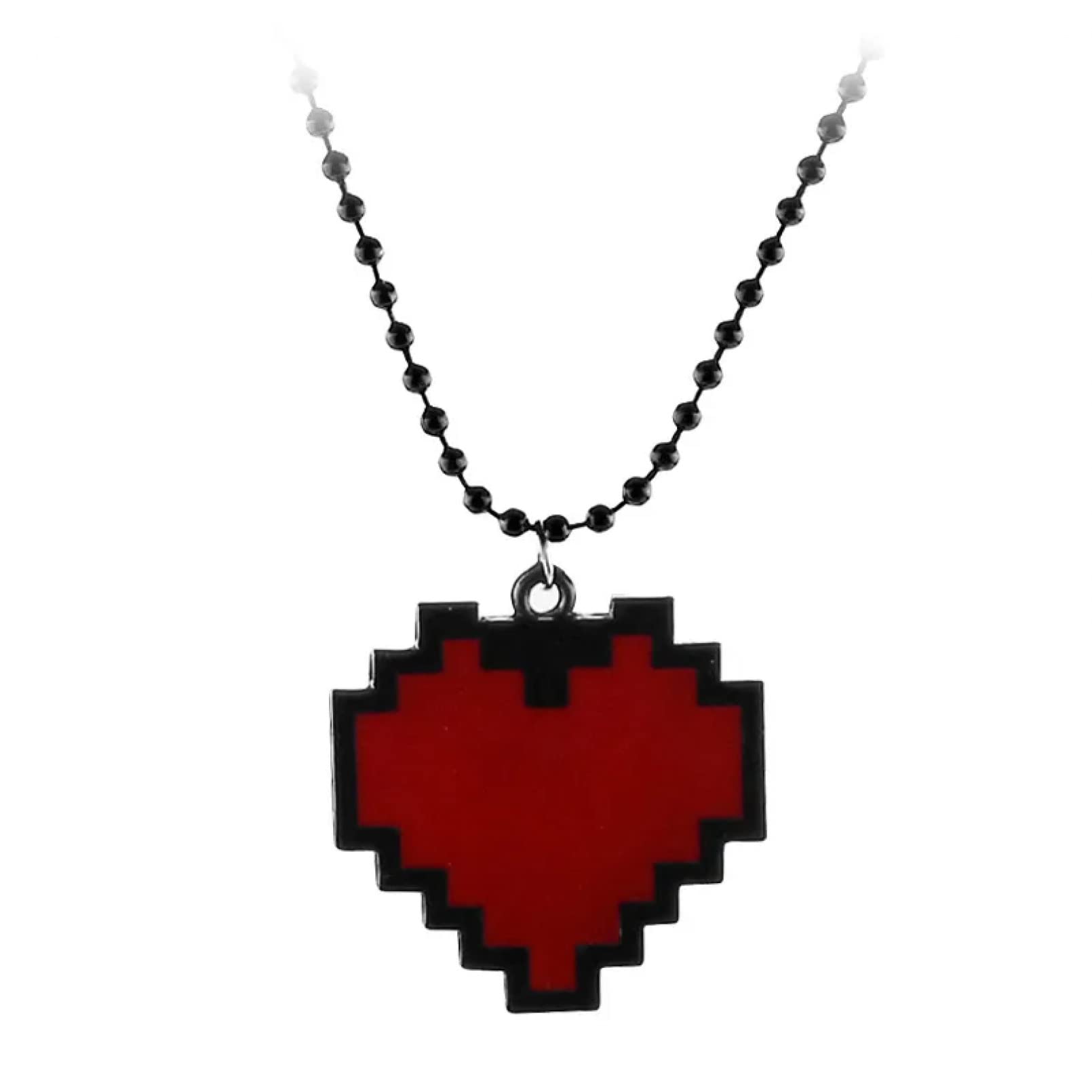 Necklace Pendant Pixel Heart Necklace Red Color Jewelry Cosplay