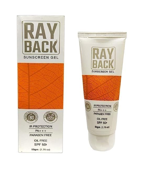 RayBack Sunscreen Gel SPF 50+ – 50g | Broad Spectrum UVA, UVB & IR Protection | Oil-Free, Paraben-Free, Lightweight Formula
