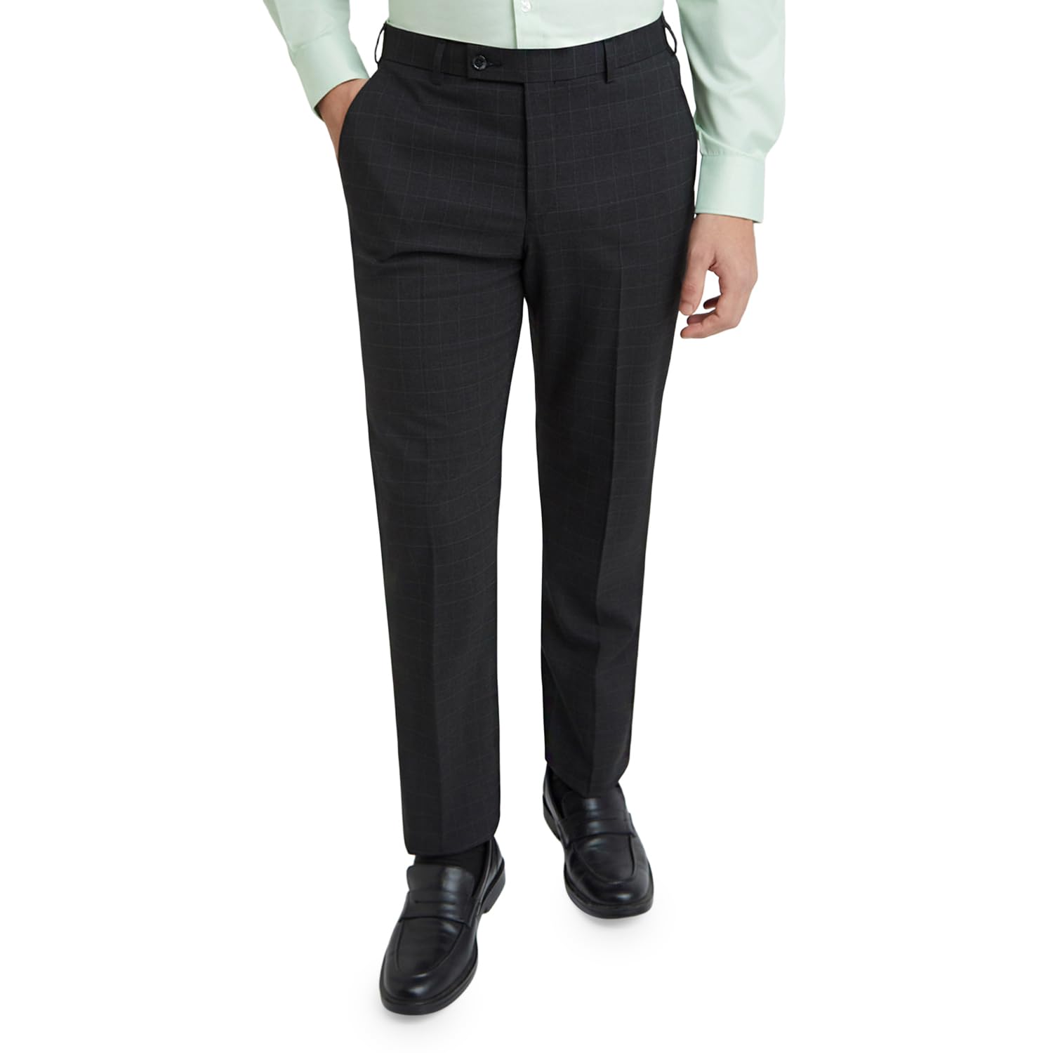 park avenue Men's Poly Rayon Blend Checks Pattern Smart Fit Flat Front Formal Trouser-picture-39