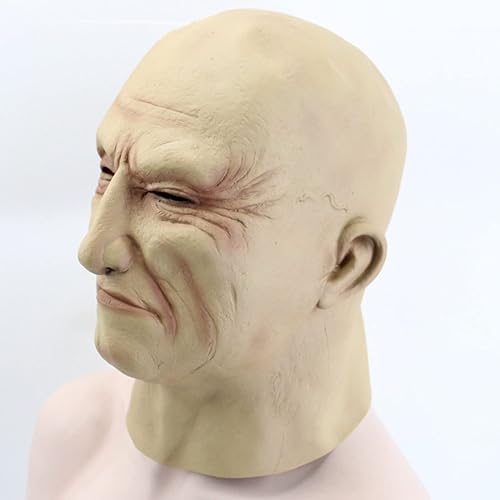Miniatura 4 de Máscara realista de anciano antiarrugas, máscara humana para Halloween, piel espeluznante, disfraz de fiesta, máscara de látex de cabeza completa,