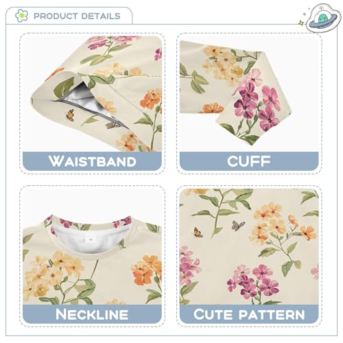 JUNZAN Retro Phlox Beige Little Kids Hoodie Sweatshirt Crewneck Sweatshirts for Boys Camping 4T3