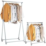 【Robuste & stabile Konstruktion】Bestehend aus hochwertigem galvanisiertem Metall ist die Stange robust und langlebig. Durch die Dicke werden auch schwere Winterjacken und Mäntel optimal gehalten. Durch die dreieckige Struktur ist außerdem ein fester Stand gewährleistet.