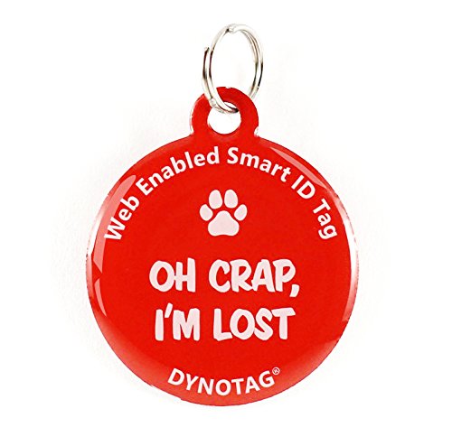 Dynotag Web Enabled Super Pet ID Smart Tag. Deluxe Coated Steel, with DynoIQ & Lifetime Recovery Service. Fun Series (Red: