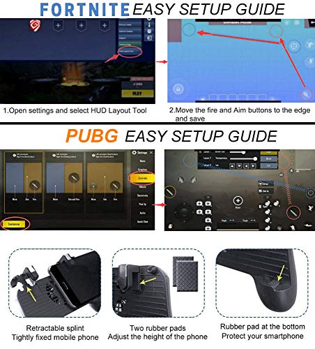 Mobile Game Controller [Upgrade Version] Mobile Gaming Trigger for PUBG/Fortnite/Rules of Survival Gaming Grip and Gaming Joysticks for 4.5-6.5inch Android iOS Phone