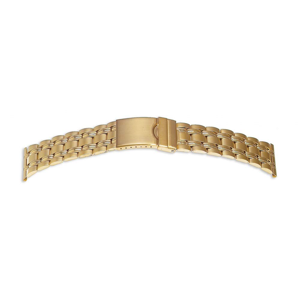 Correa de reloj de acero dorado inoxidable, 22 mm