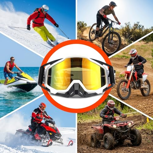 Image of PROBEROS Dirt Bike Goggles, Motorcycle Riding Goggles UV Protection Motocross Glasses for Motorcycle Helmet Riding Anti-Fog Windproof Comfort Fit