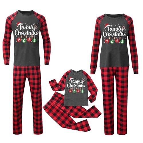 Pijamas familiares de Navidad a juego, conjuntos de pijamas familiares a juego, conjunto de pijamas de manga larga, ropa de dormir, pijamas familiares de Navidad a juego, 19 gris oscuro, Small