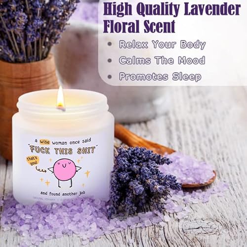 Funny Gifts For Women Lavender Scented Candles, Wise Women, Naturial Soy Wax Aromatherapy Candle Jar Bow Gift Box, Funny Gifts For One Get A New Job 4Oz #TOP1