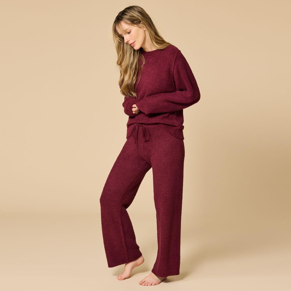 Softies Marshmallow Reverse Seam Crew Neck Lounge Set for Women Ultra Soft 2 Piece Loungewear with Bracelet Sleeve Top - Image 2