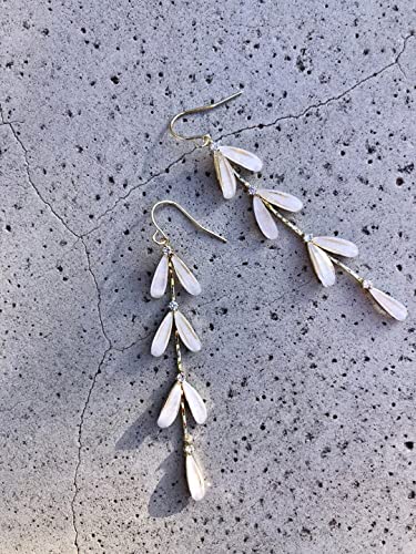 Women's Stone Studded Leaf Drop Dangle Earrings