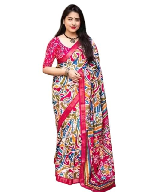 Cotton Linen Printed Saree with Blouse-Designer saree-26-image-20