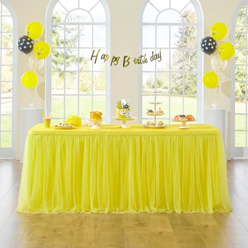 167in Yellow Tulle Table Skirt for Rectangular Tables