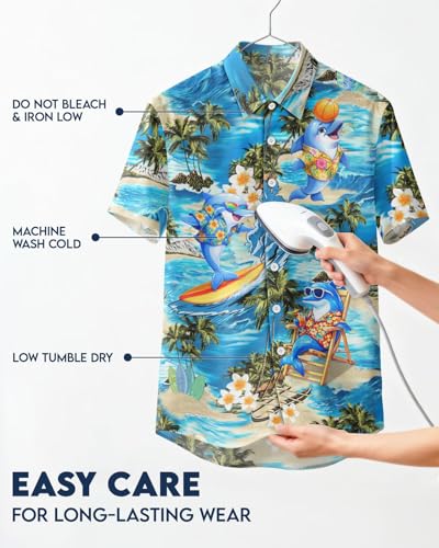 Image of 99TIMORO Fathers Film Button Down Shirt for Men, Funny Hawaiian Short Sleeve Top, Summer Beach Gifts