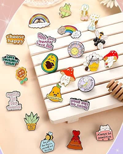 Kacctyen 23 Pcs Enamel Pins Bulk Inspirational Lapel Pin Alloy Brooches Backpack Badges Brooch Employee of The Month Lapel Decor for Backpacks, Jackets, Hats, Kids, Girls2