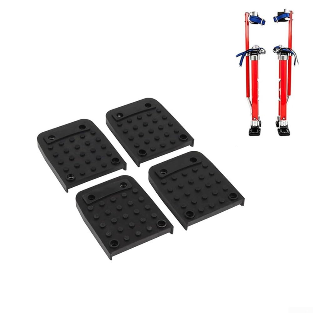 Lot de 4 coussinets antidérapants pour pieds d'échasses de cloison sèche avec 16 vis, chaussures de traction en caoutchouc pour la construction et une utilisation acrobatique, noir (10,5 x 8,4 x 1,2
