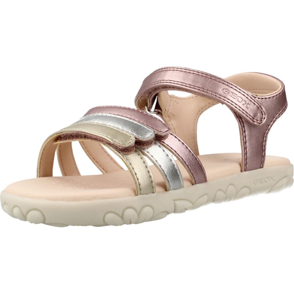 Geox J Haiti Girl Sandal, Old Rose/Gold, 30 EU