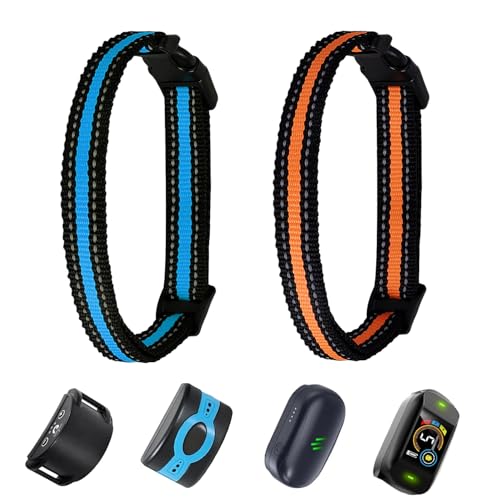 Replacement Collar for Shock Training Bark Collar,Dog Shock Collars Replacement, Nylon Replacement Collar Strap for E Collar Wireless Dog Fence Receivers(2 Piece, Blue+Orange)