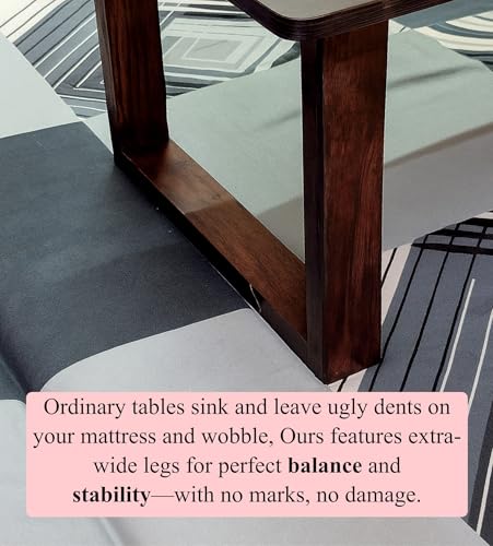 Image of Foldable Wooden Lap Desk - Sheesham Rosewood Pine Bed Table for Laptop, Study & Work | Sturdy Wide-Leg Table for Sofa, Couch & Floor Use (Antique Finish Exotic Wood Sheesham)