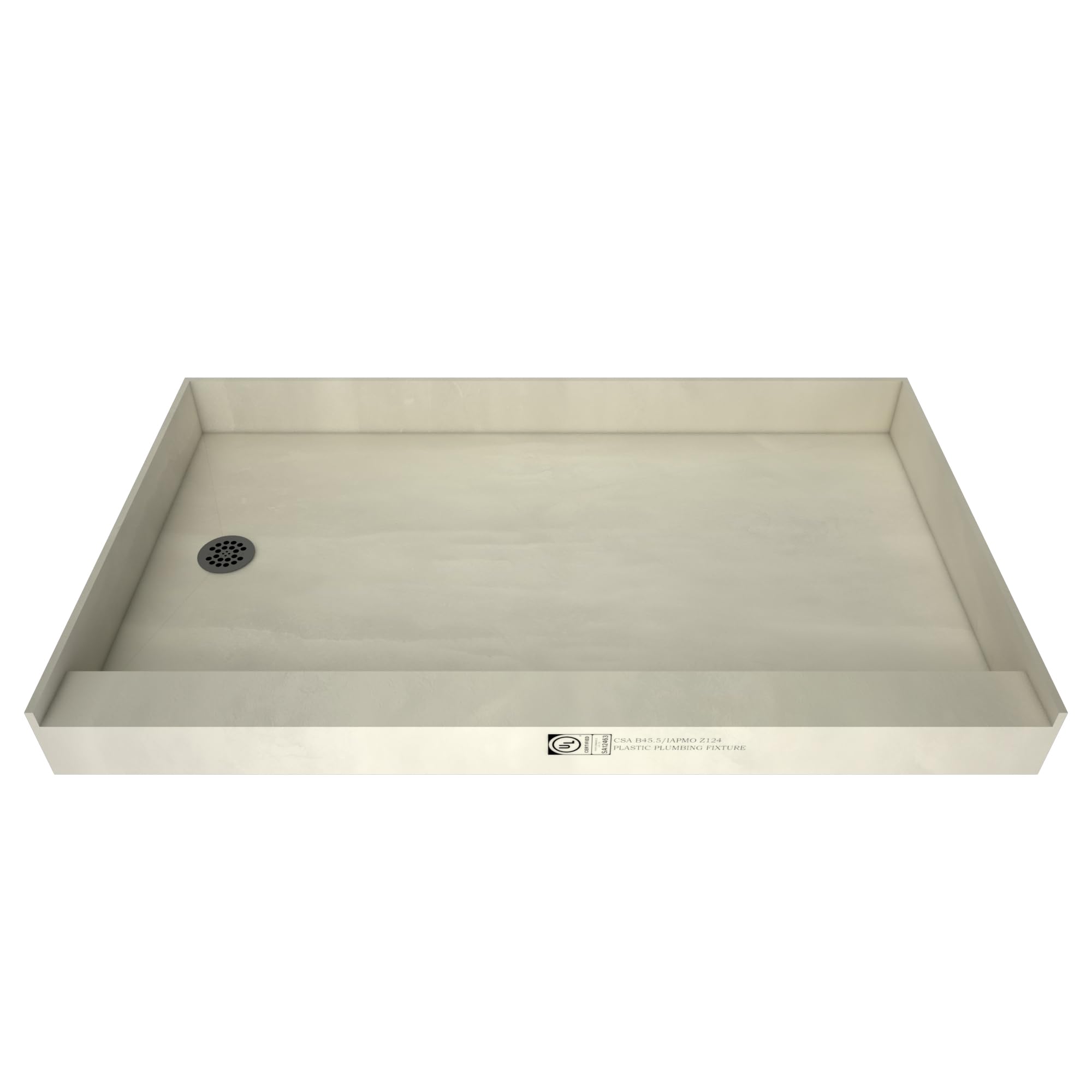 Tile Redi USA 3054L-PVC-BN Redi Base Shower Pan, 54" W x 30" D, Left Round Brushed Nickel Drain Plate