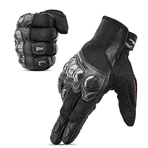 Guanti da moto Uomo, LEXIN Guanti da ciclismo Imbottiti in gel Touch Screen Guanti da moto Autunno in pelle Guanti da ciclismo in pelle Regali per moto da uomo Motocross BMX ATV MTB Riding Nero